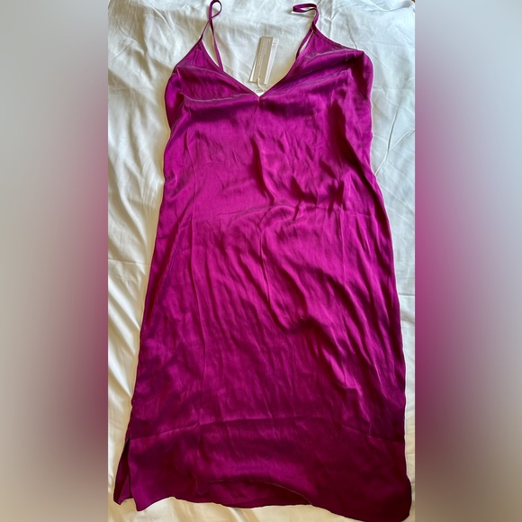 NWT SKIN Worldwide Tess Silk Chemise Dress Slip Sz 2 Small Medium Wild Orchid - Picture 7 of 8